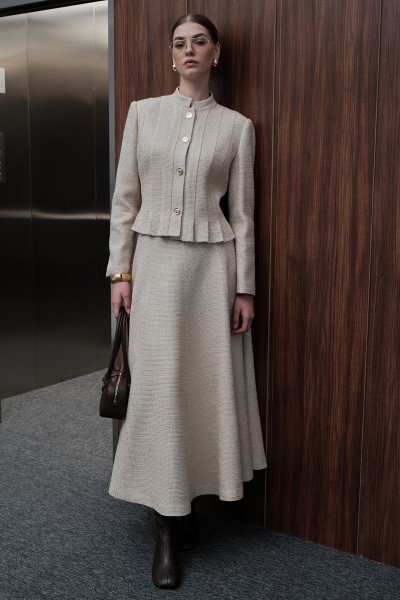 TEXTURED BUTTON JACKET BEIGE 