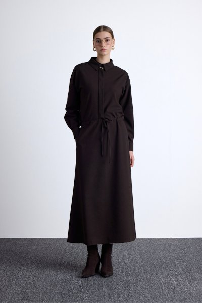 DÖKÜMLÜ CROP GÖMLEK ACI KAHVE 