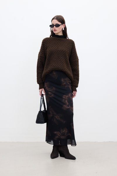 DESENLİ TÜL MİDİ BOY ETEK LOTUS 