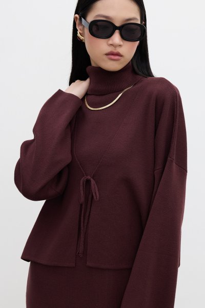 BAĞCIKLI TRİKO HIRKA BORDO 