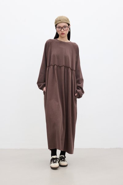 OVERSIZE PATTERNED DRESS BROWN 
