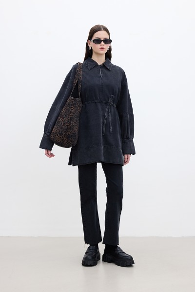 WIDE CUFF DENIM SHIRT BLACK 