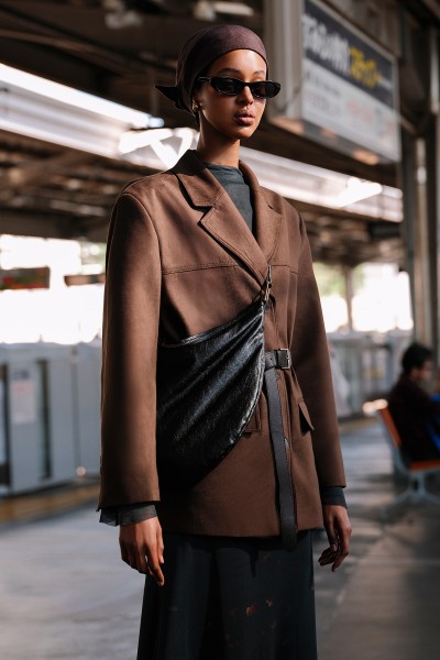 ARTIFICIAL SUEDE CLASSIC JACKET BROWN 