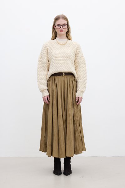 PLEATED MAXI SKIRT EARTH 