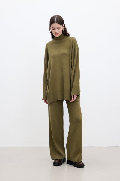 STRAIGHT LEG KNIT TROUSERS GREEN 