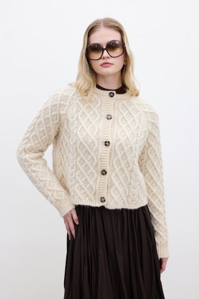 BRAIDED CARDIGAN BEIGE 