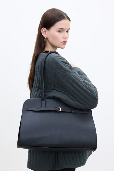 BUCKLED CITY BAG BLACK 