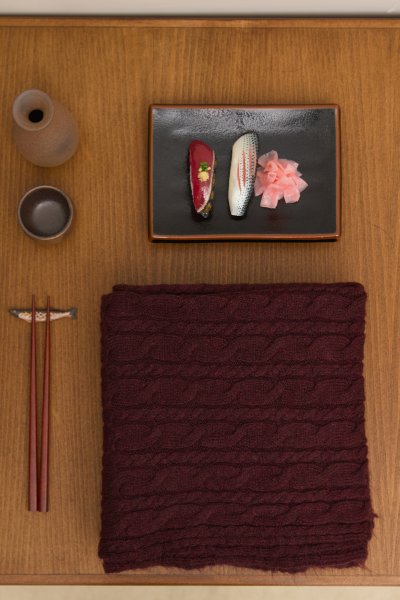 HAIR BRAIDED SCARF CLARET RED 