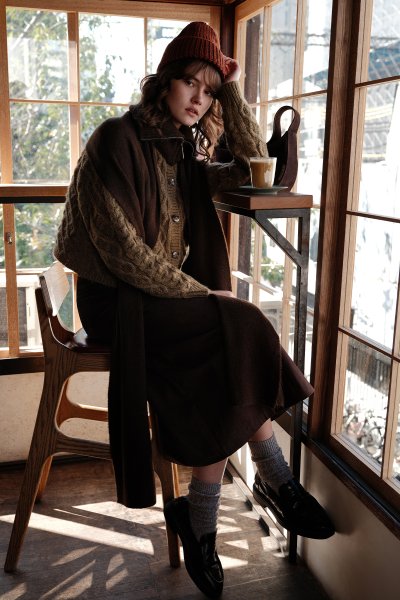 HAIR BRAIDED CARDIGAN EARTH 