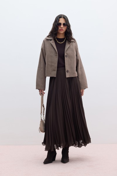 DORİ WOOL SHORT CACHET COAT MINK 