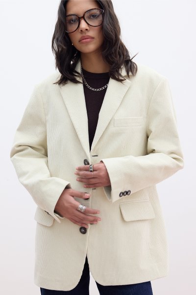 FİTİLLİ KADİFE BLAZER CEKET VANİLYA 