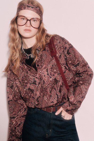 BELTED RETRO STYLE SHIRT DARK VINTAGE 