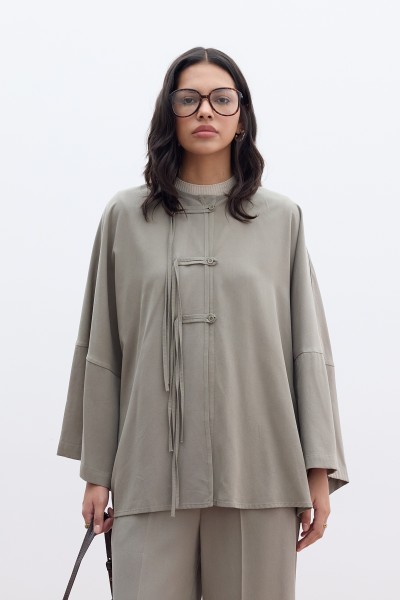 TENCEL BAĞLAMA DETAYLI GÖMLEK HAKİ 