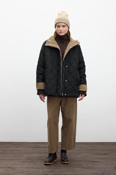 KAPİTONE KADİFE DETAYLI MONT SİYAH 