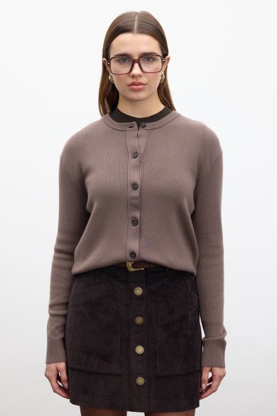 FİTİLLİ KADİFE MİNİ ETEK ACI KAHVE 