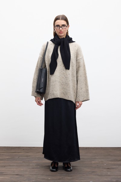 SATIN MIDI SKIRT BLACK 