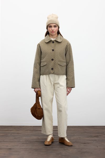 QUILTED VELVET JACKET CAMEL 