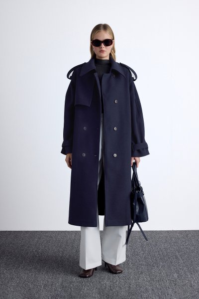 EPAOLET DETAILED CACHET COAT NAVY BLUE 