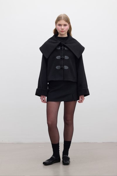 BUCKLED CACHET COAT BLACK 