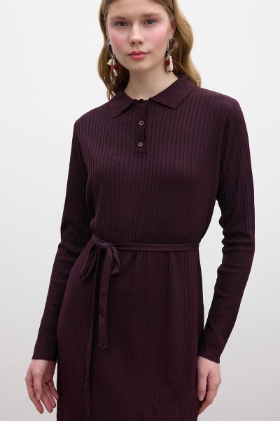 COLLAR KNITWEAR DRESS CHERRY 