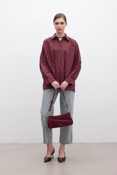 WIDE CUT PREMIUM SHIRT CLARET RED 