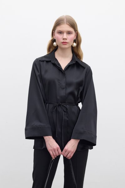 TIE SATIN SHIRT BLACK 