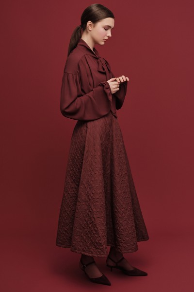 KAPİTONE GENİŞ ETEK BORDO 