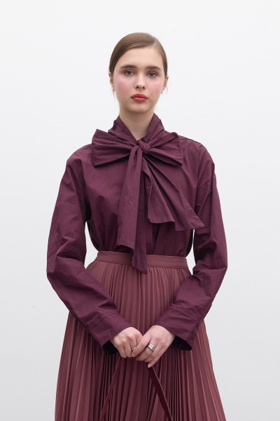 SCARF DETAILED PREMIUM SHIRT CLARET RED 