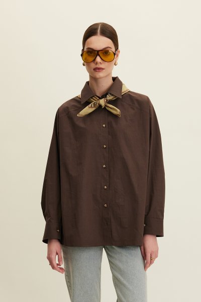 WIDE CUT PREMIUM SHIRT BROWN 