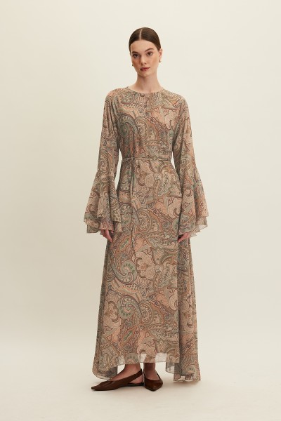 ŞİFON VOLANLI ELBİSE SİARA 