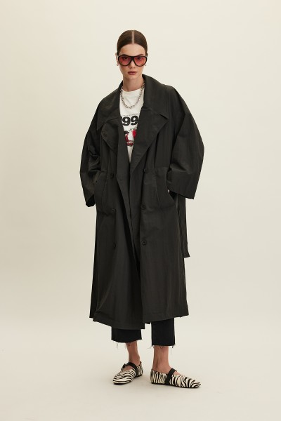 JUDE OVERSIZE TRENCH COAT ANTHRACITE 