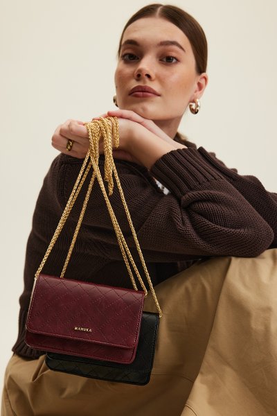 KAPİTONE CÜZDAN ÇANTA BORDO 