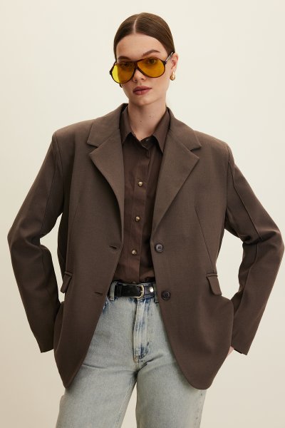 KLASİK KESİM BLAZER CEKET VİZON 