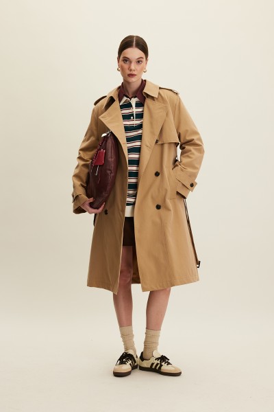 ANIKA KRUVAZE KEMERLİ TRENÇKOT CAMEL 