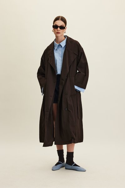 JUDE OVERSIZE TRENCH COAT BITTER BROWN 