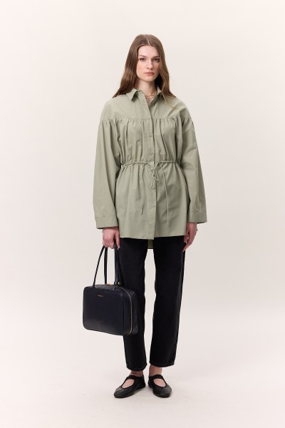 BÜZGÜ BAĞLAMA DETAYLI TUNİK YEŞİL 