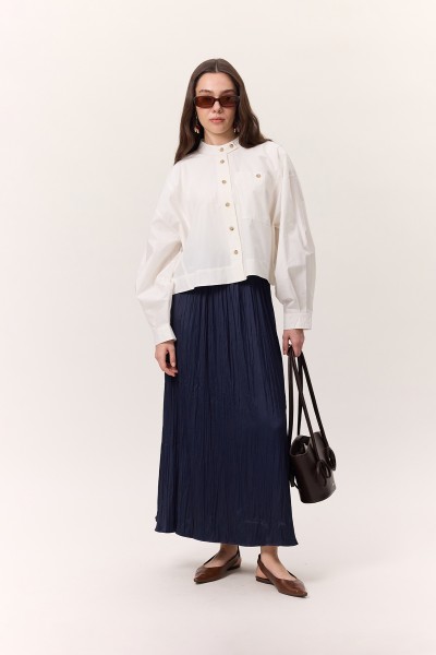 CRUSH SATEN ETEK LACİVERT 