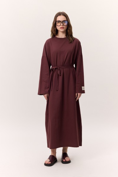 OVERSIZE LONG COMFORTABLE DRESS MAROON 