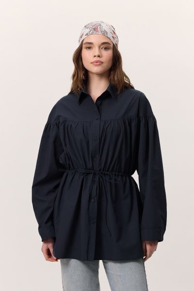 BÜZGÜ BAĞLAMA DETAYLI TUNİK LACİVERT 