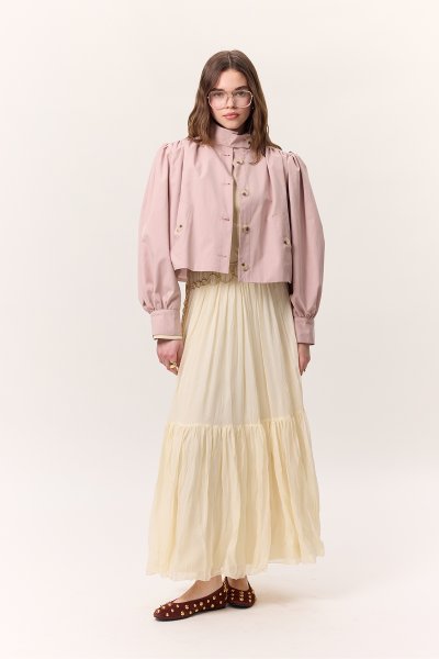 CRUSH PİLİSELİ UZUN ETEK VANİLYA 