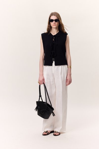 LACED KNITWEAR VEST BLACK 