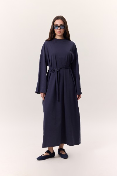 OVERSIZE LONG COMFORTABLE DRESS NAVY BLUE 