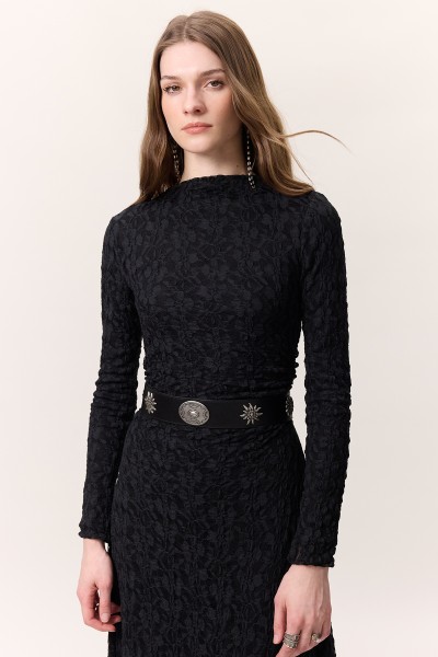 PATTERNED BUCKLED CORSET BELT BLACK 