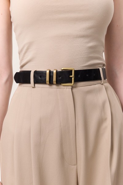 SQUARE METAL BUCKLE BELT BLACK 
