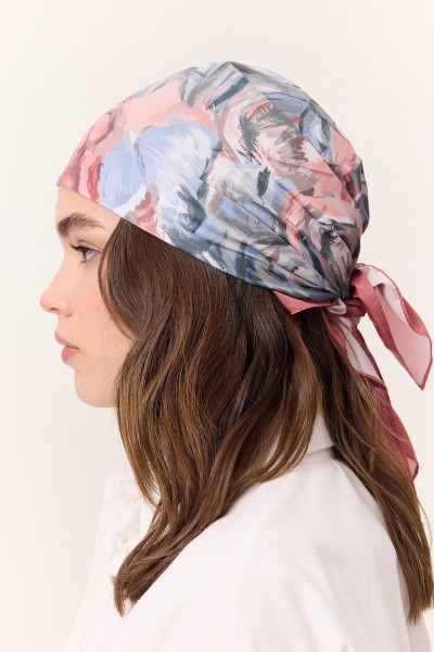 PATTERNED SATIN SCARF SOFIA - SALMON 