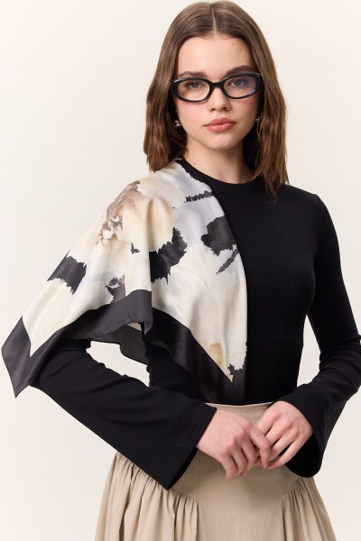 PATTERNED SATIN SCARF RUBY 