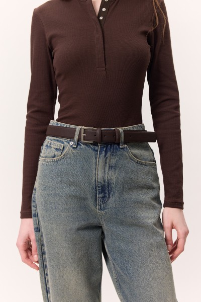 KARE TOKALI KEMER KAHVERENGİ 