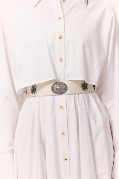 PATTERNED BUCKLE CORSET BELT ECRU 