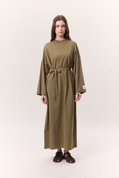 OVERSIZE LONG COMFORTABLE DRESS KHAKI 