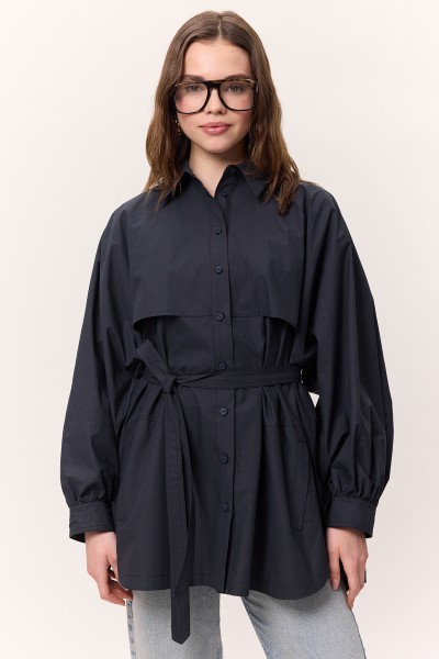 TRENCH DESIGN SHIRT NAVY BLUE 